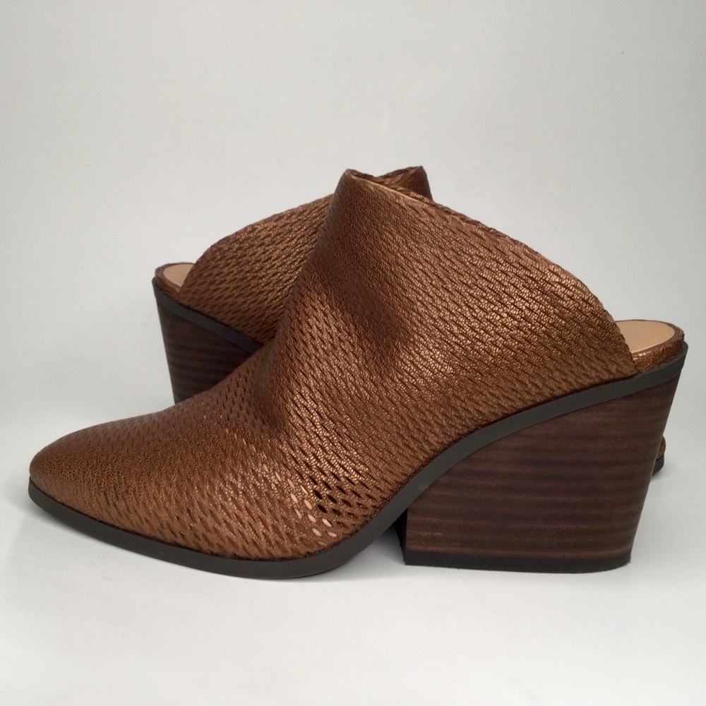 Lucky Brand perforated leather upper bronze mules. - Picture 8 of 11
